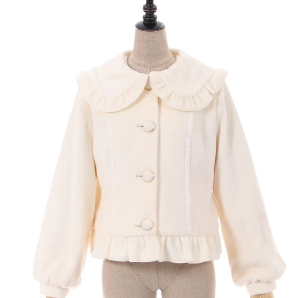 NWT Axes Femme White Frill Short Coat